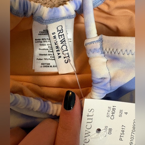 NWT J.Crew Crewcuts Girls' Bow-Tie Two-Piece Swimsuit in Peri Breeze Tie Dye - Picture 6 of 7